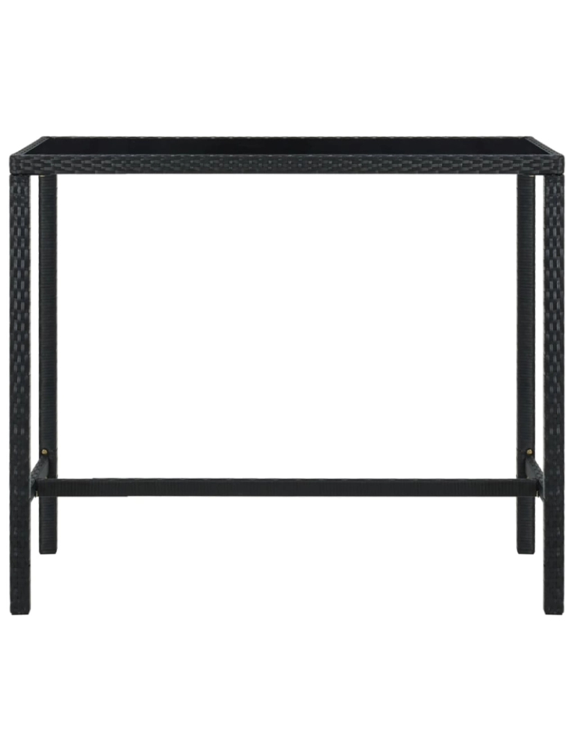 imagem de vidaXL Mesa de bar para jardim 130x60x110 cm vidro e vime PE preto3