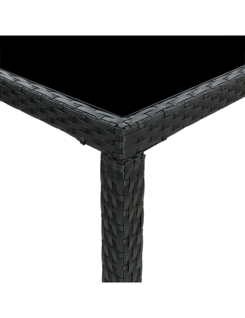 imagem de vidaXL Mesa de bar para jardim 130x60x110 cm vidro e vime PE preto6