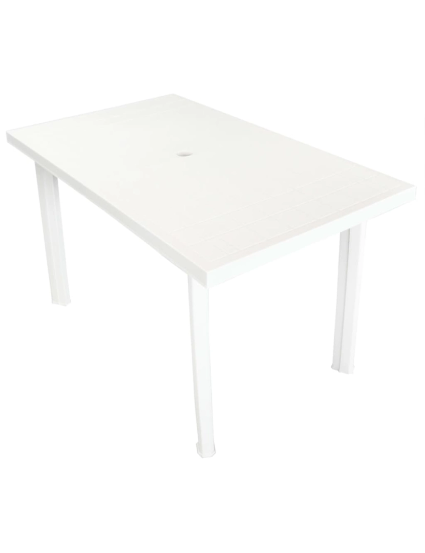 imagem de vidaXL Mesa de jardim 126x76x72 cm plástico branco2