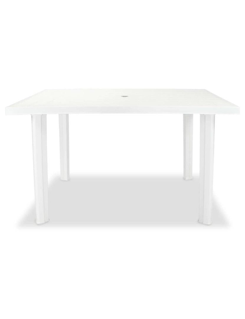 imagem de vidaXL Mesa de jardim 126x76x72 cm plástico branco3