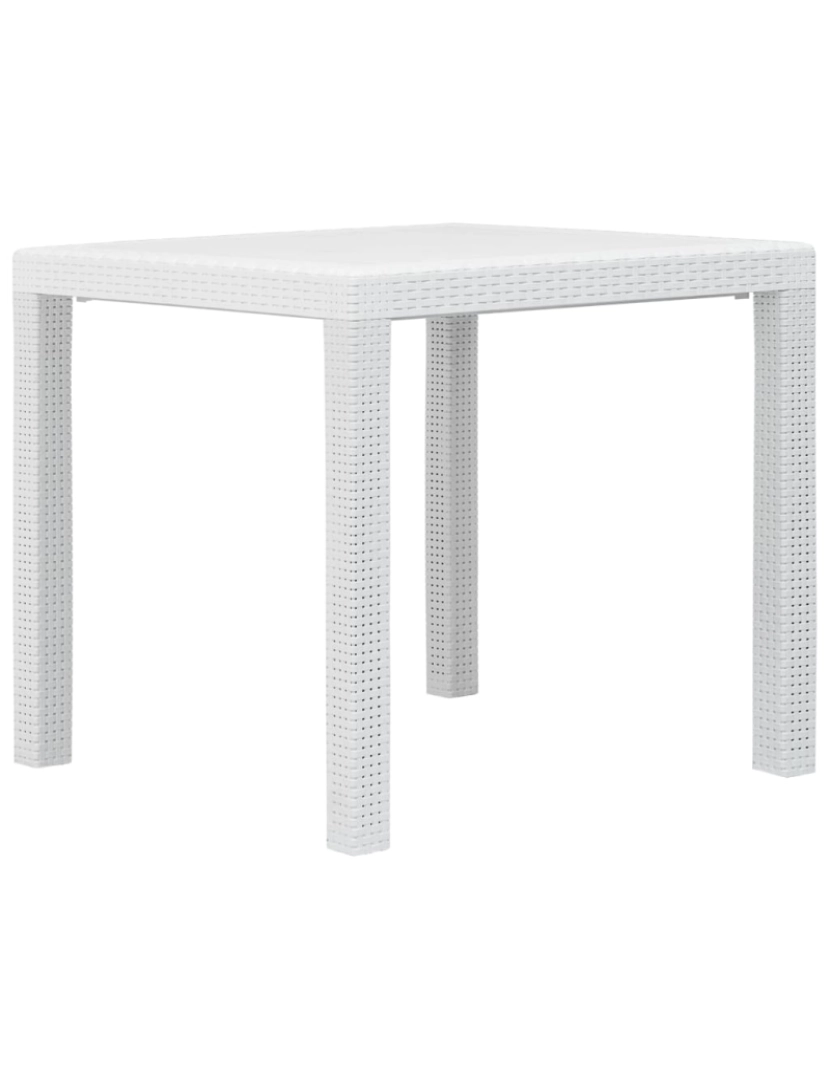 imagem de vidaXL Mesa de jardim 79x79x72 cm plástico branco com aspeto de vime2