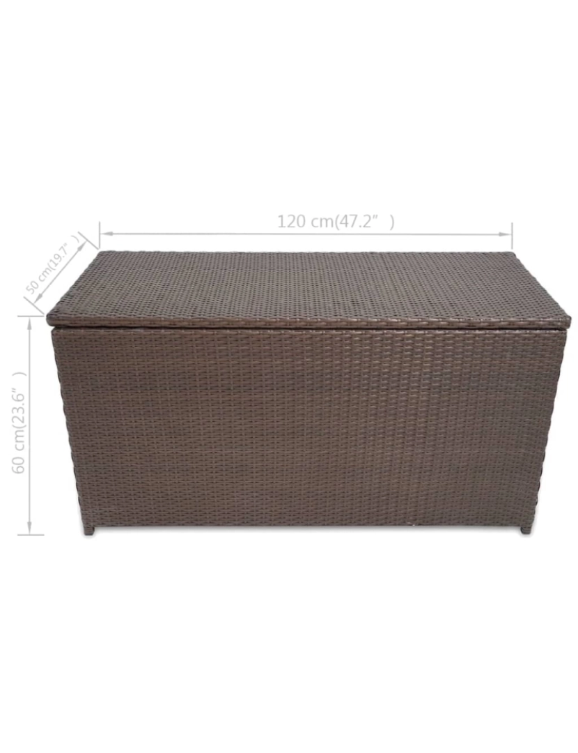 imagem de vidaXL Caixa de arrumação para jardim 120x50x60 cm vime PE castanho6