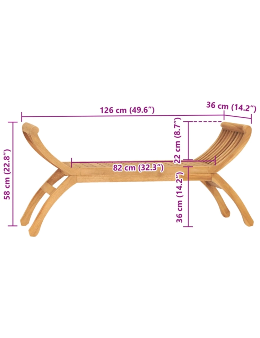 imagem de vidaXL Banco de jardim 120 cm madeira de teca maciça7