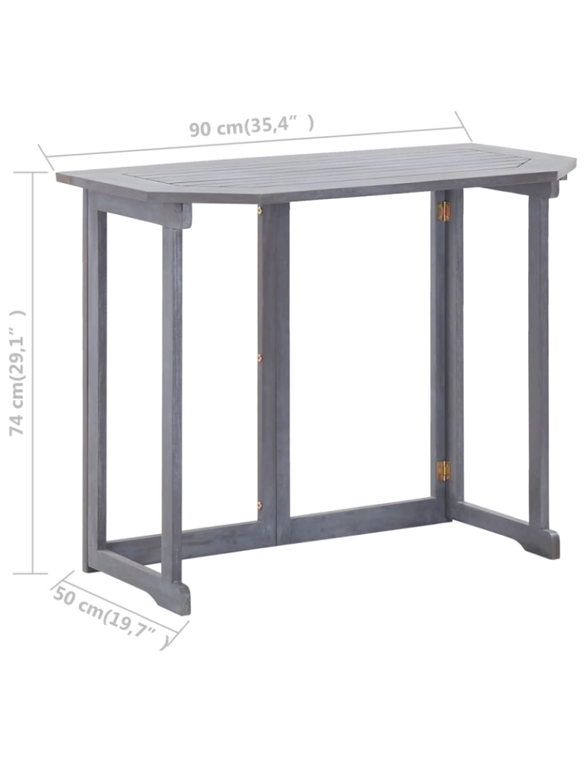 imagem de vidaXL Mesa de varanda dobrável 90x50x74 cm madeira de acácia maciça9