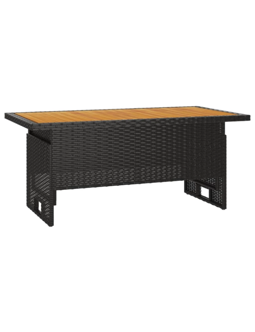 imagem de vidaXL Mesa de jardim 100x50x43/63 cm acácia maciça/vime PE preto1