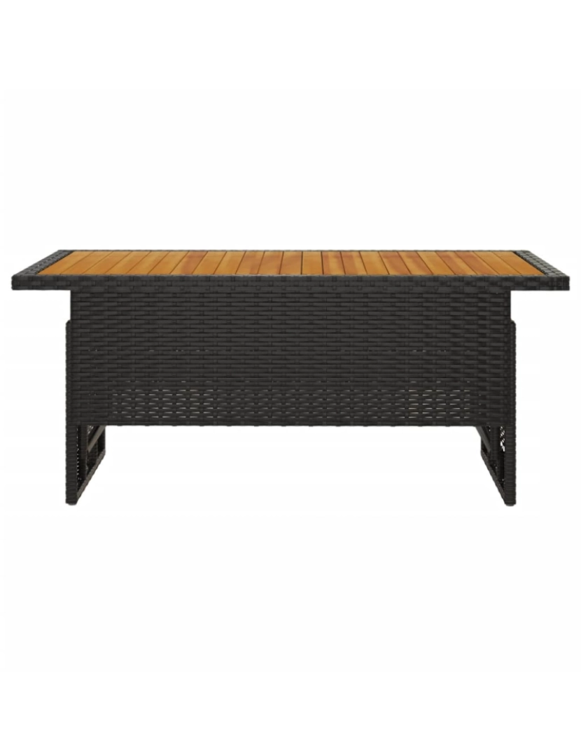 imagem de vidaXL Mesa de jardim 100x50x43/63 cm acácia maciça/vime PE preto4