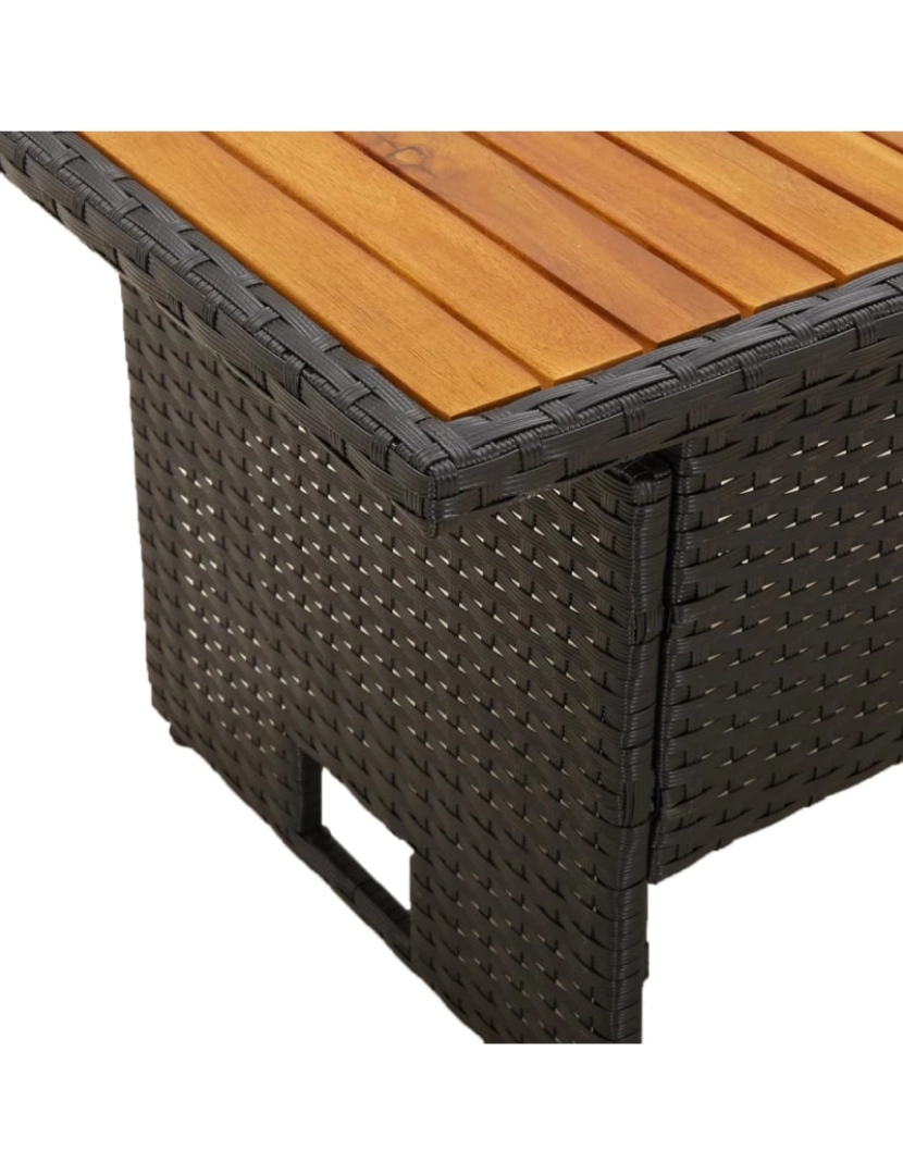 imagem de vidaXL Mesa de jardim 100x50x43/63 cm acácia maciça/vime PE preto7