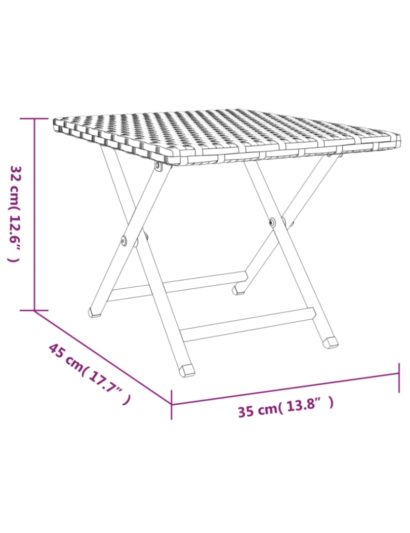 imagem de vidaXL Mesa dobrável 45x35x32 cm vime PE castanho8