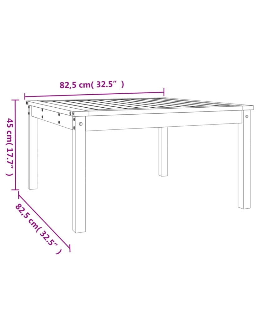 imagem de vidaXL Mesa de jardim 82,5x82,5x45 cm madeira de douglas maciça9