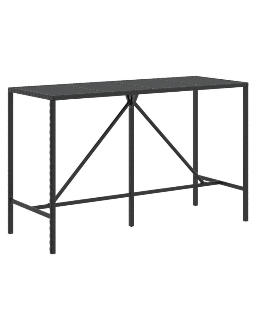 Vidaxl - vidaXL Mesa de bar com tampo de vidro 180x70x110 cm vime PE preto