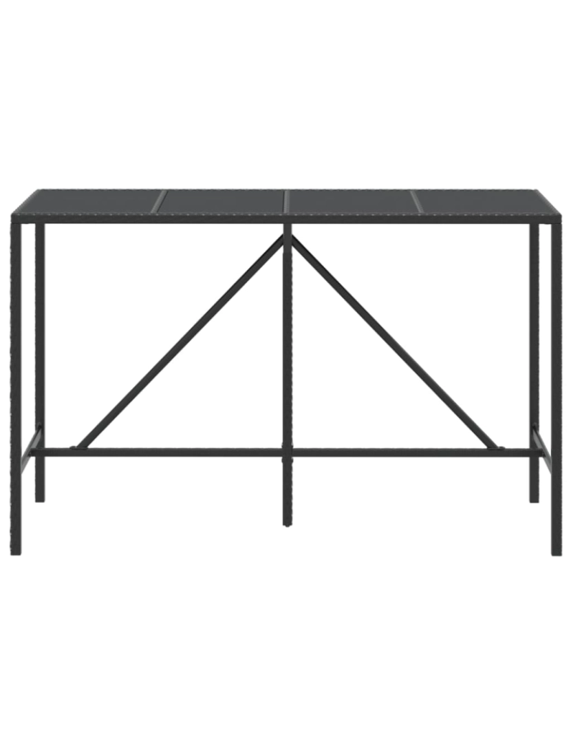 imagem de vidaXL Mesa de bar com tampo de vidro 180x70x110 cm vime PE preto4