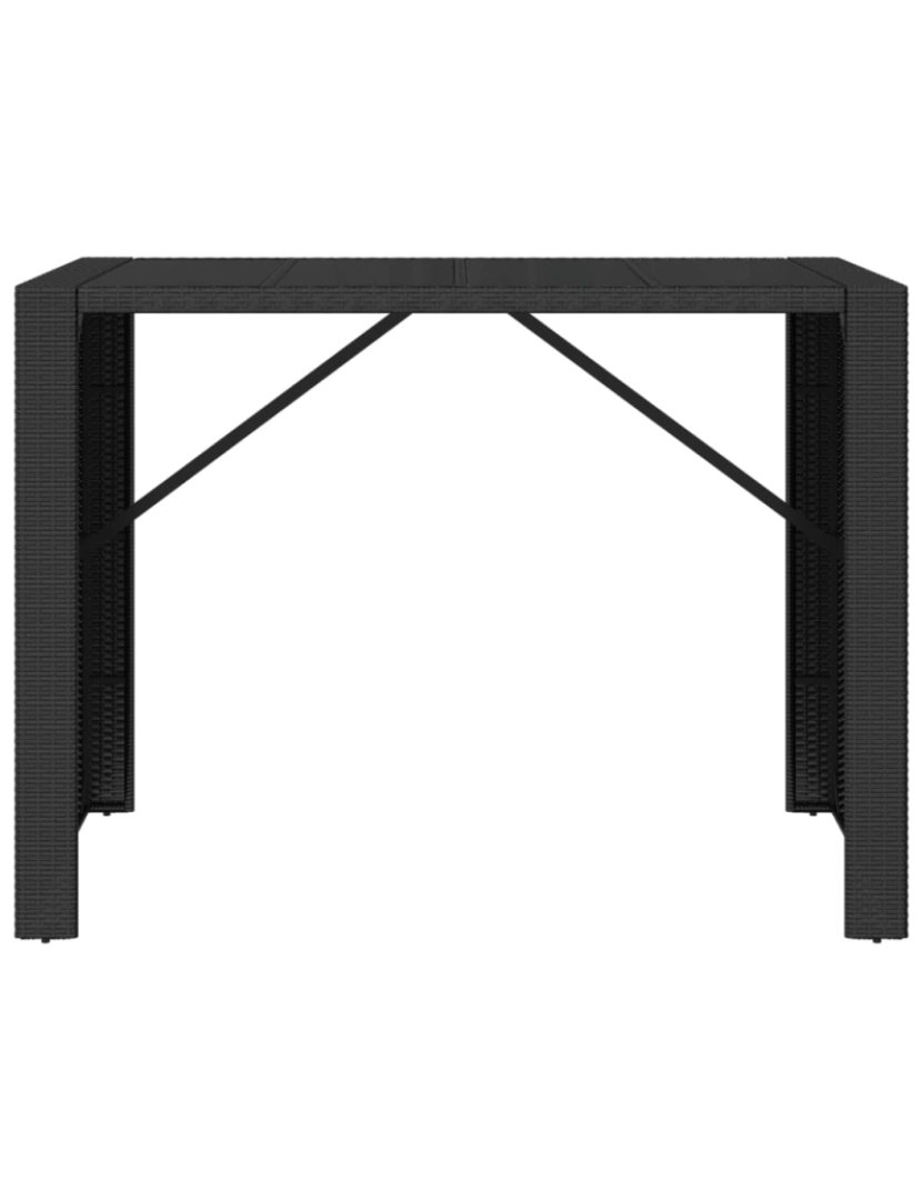 imagem de vidaXL Mesa de bar com tampo de vidro 145x80x110 cm vime PE preto4