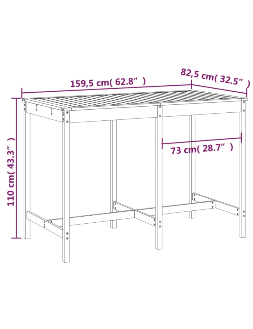 imagem de vidaXL Mesa de jardim 159,5x82,5x110 cm madeira de douglas maciça8