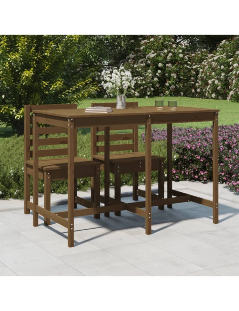 imagem de vidaXL Mesa de jardim 159,5x82,5x110 cm pinho maciço castanho-mel2