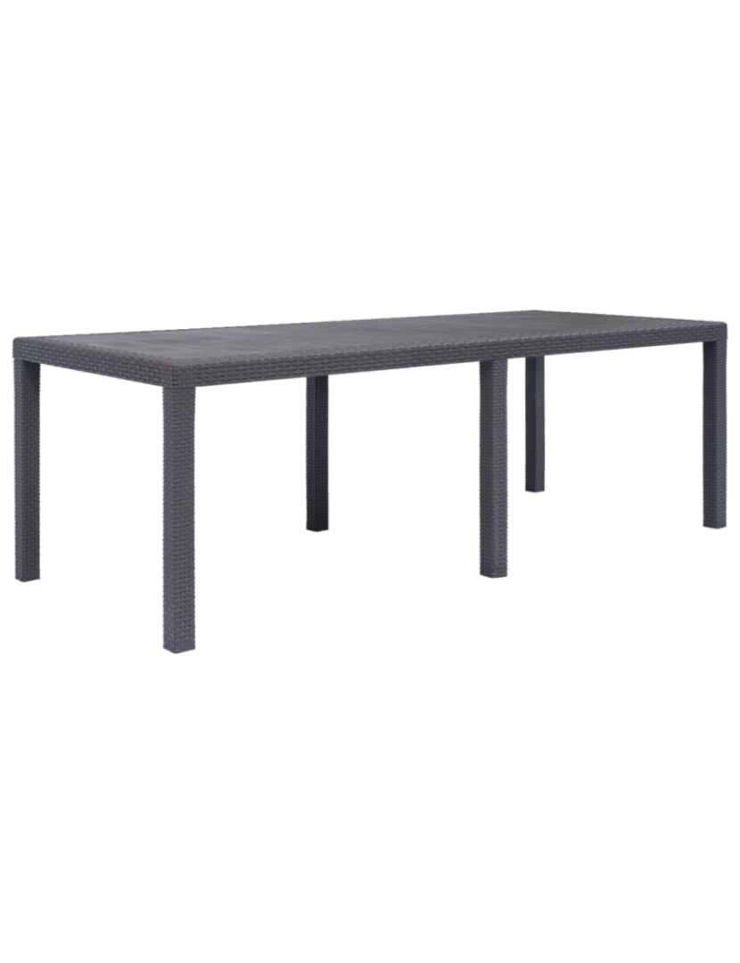 imagem de vidaXL Mesa de jardim 220x90x72cm plástico castanho com aspeto de vime2