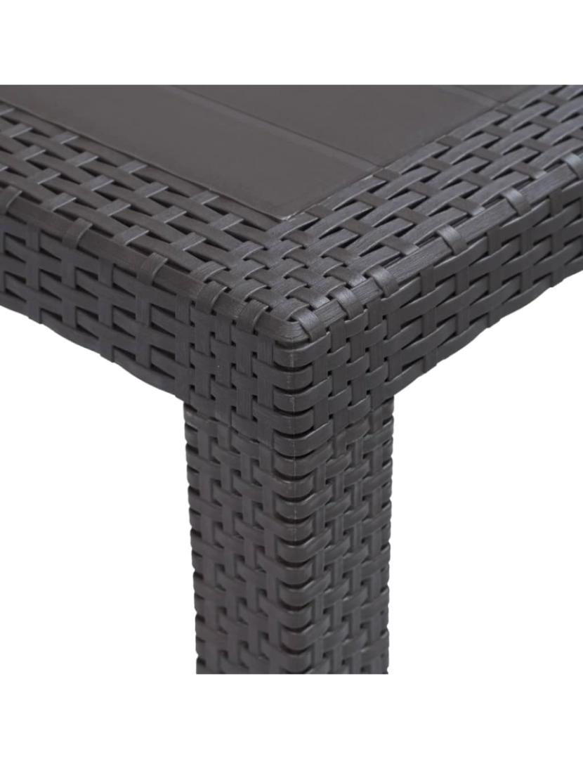 imagem de vidaXL Mesa de jardim 220x90x72cm plástico castanho com aspeto de vime4