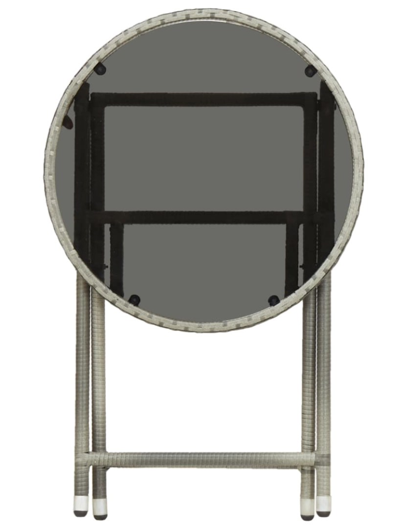 imagem de vidaXL Mesa de chá 60 cm vime PE e vidro temperado cinzento6