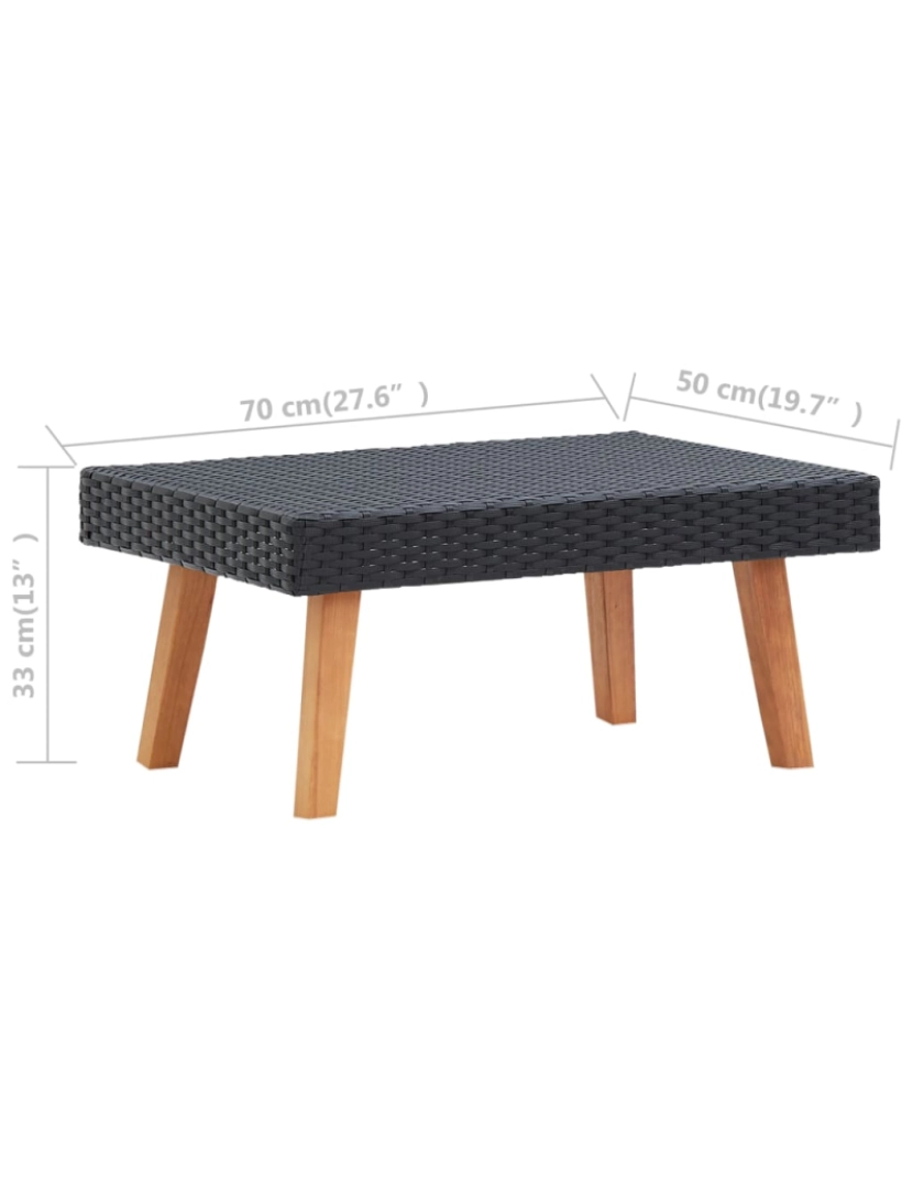 imagem de vidaXL Mesa de centro para jardim vime PE preto6