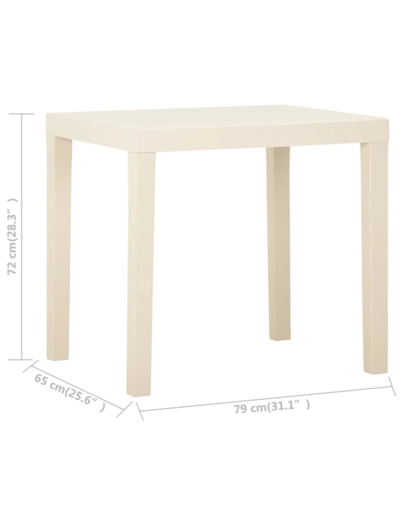 imagem de vidaXL Mesa de jardim 79x65x72 cm plástico branco6