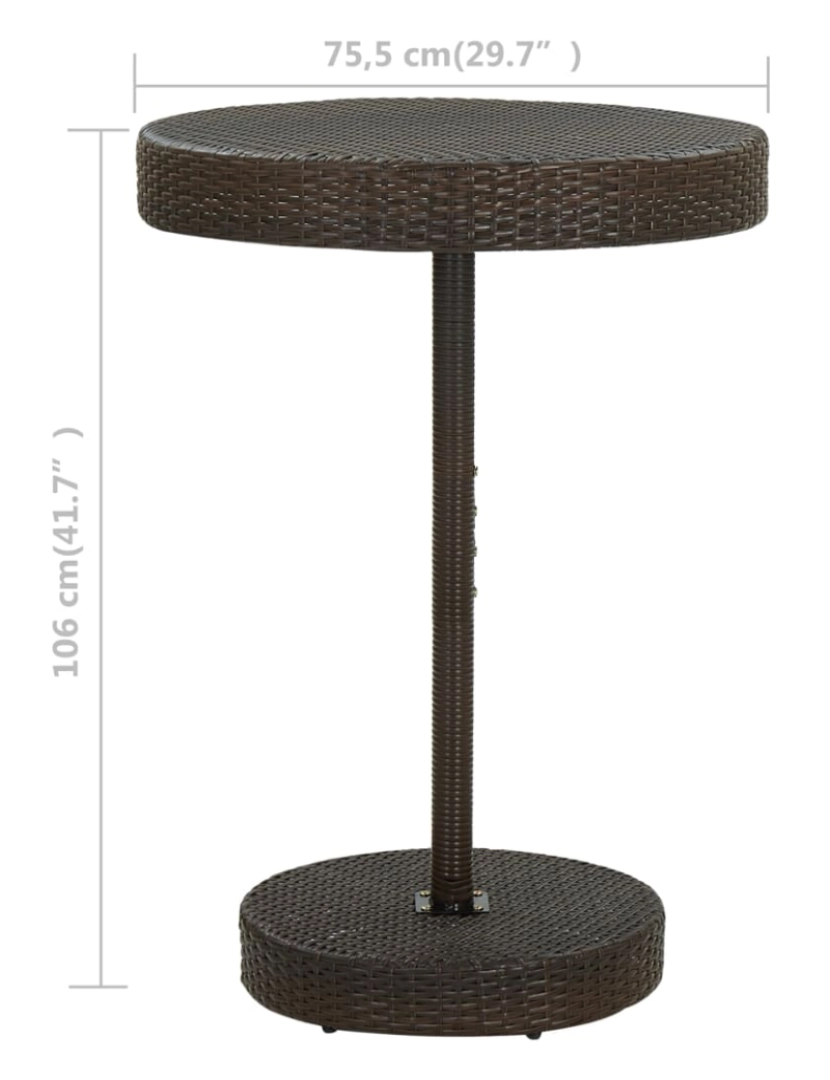 imagem de vidaXL Mesa de jardim 75,5x106 cm vime PE castanho6