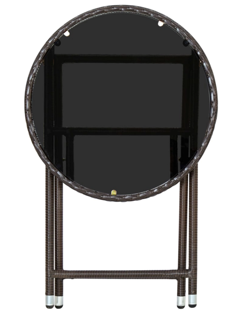 imagem de vidaXL Mesa de chá 60 cm vime PE e vidro temperado castanho6
