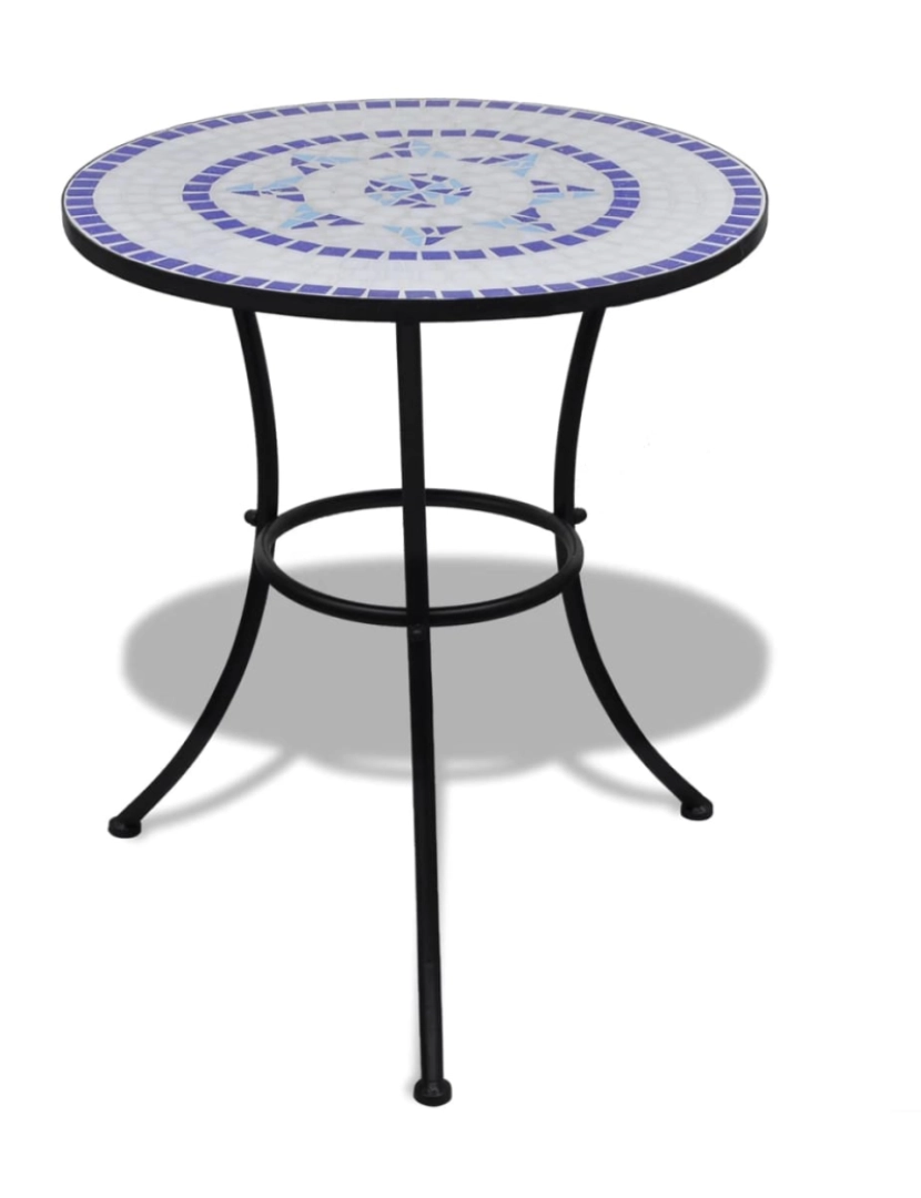 imagem de vidaXL Mesa de bistrô 60 cm mosaico azul e branco2