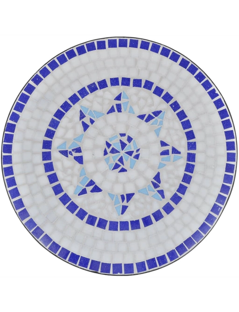 imagem de vidaXL Mesa de bistrô 60 cm mosaico azul e branco4