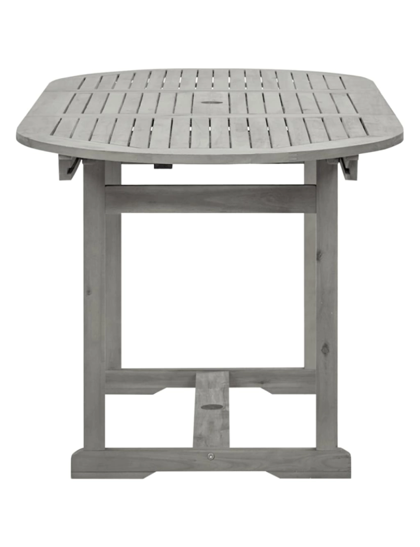 imagem de vidaXL Mesa de jantar p/ jardim (120-170)x80x75 cm acácia maciça7