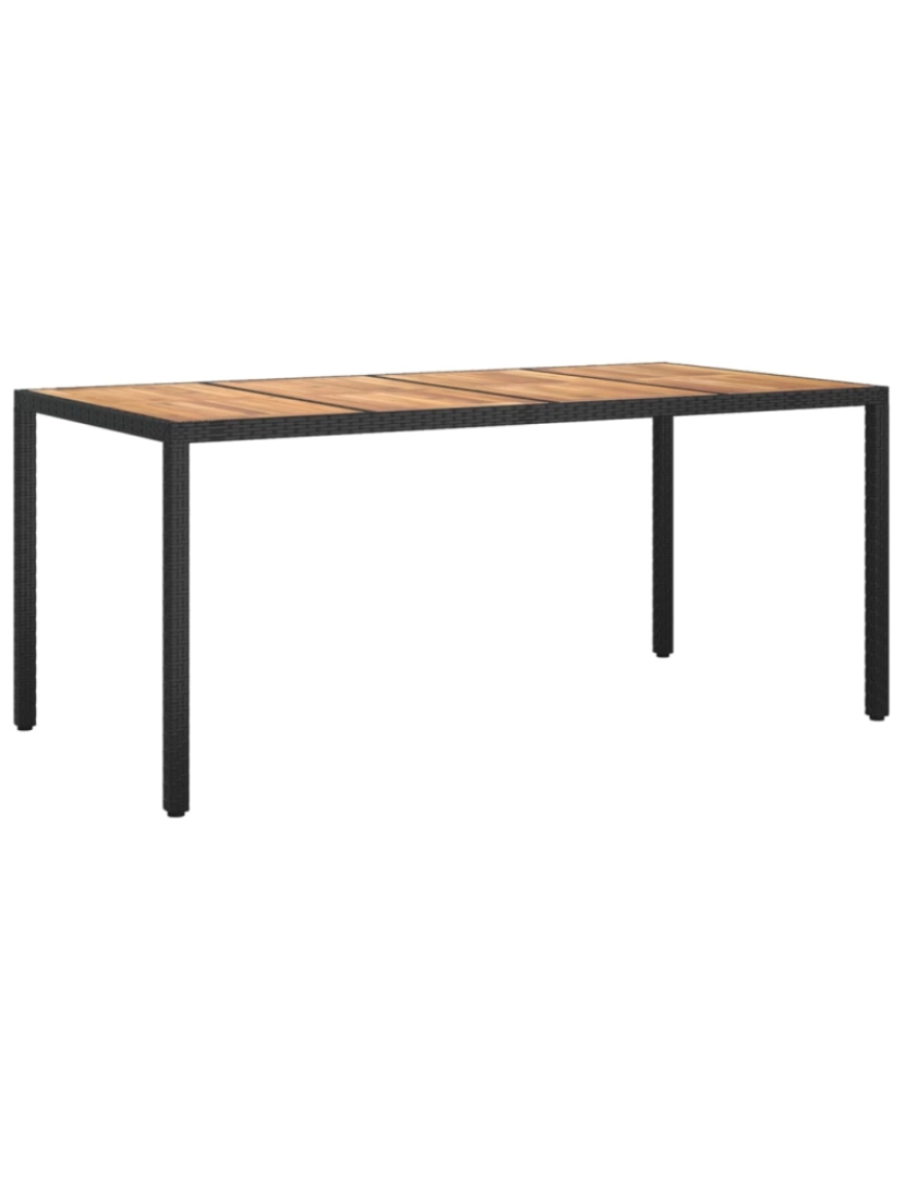 imagem de vidaXL Mesa de jardim 190x90x75 cm vime PE e acácia maciça preto1