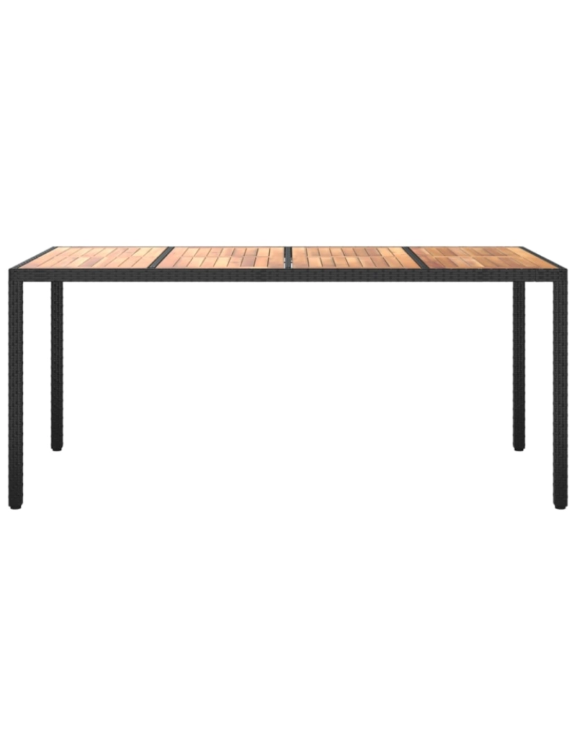 imagem de vidaXL Mesa de jardim 190x90x75 cm vime PE e acácia maciça preto4