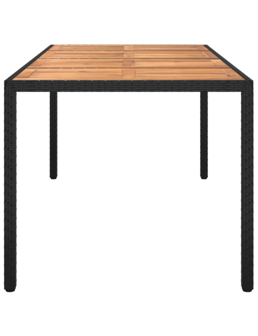 imagem de vidaXL Mesa de jardim 190x90x75 cm vime PE e acácia maciça preto5