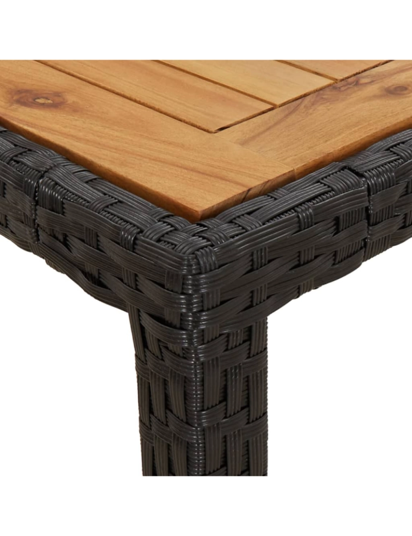 imagem de vidaXL Mesa de jardim 190x90x75 cm vime PE e acácia maciça preto6