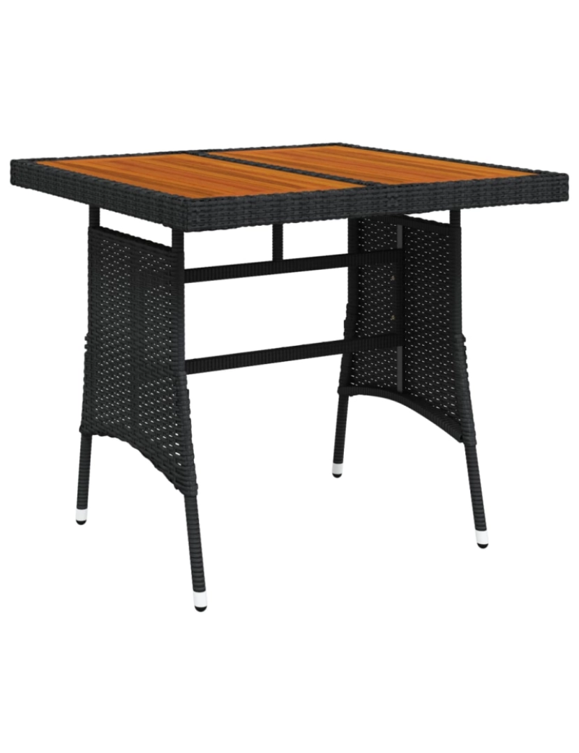 Vidaxl - vidaXL Mesa de jardim 70x70x72 cm vime PE e acácia maciça preto