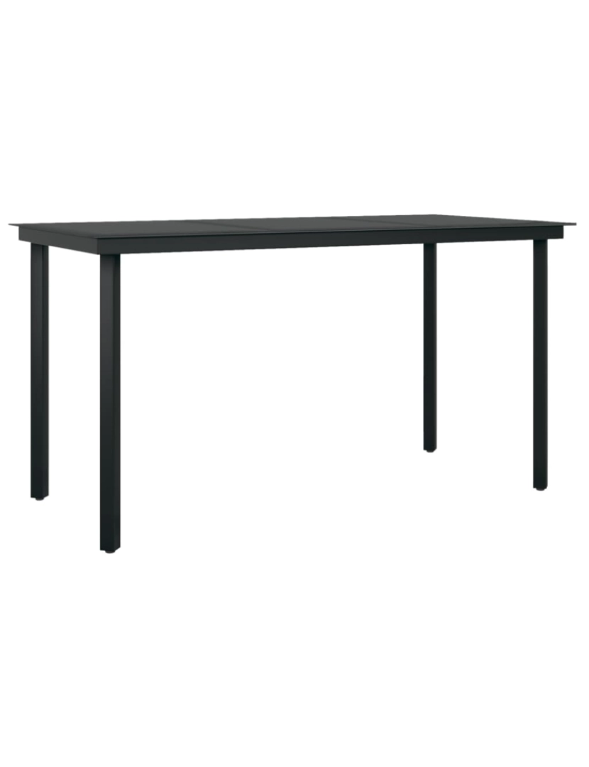 imagem de vidaXL Mesa de jantar para jardim 140x70x74 cm aço e vidro preto3