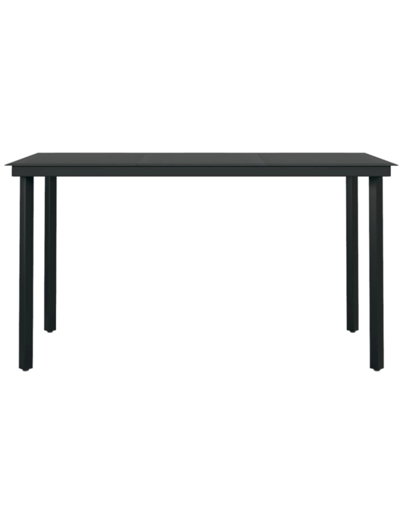 imagem de vidaXL Mesa de jantar para jardim 140x70x74 cm aço e vidro preto4