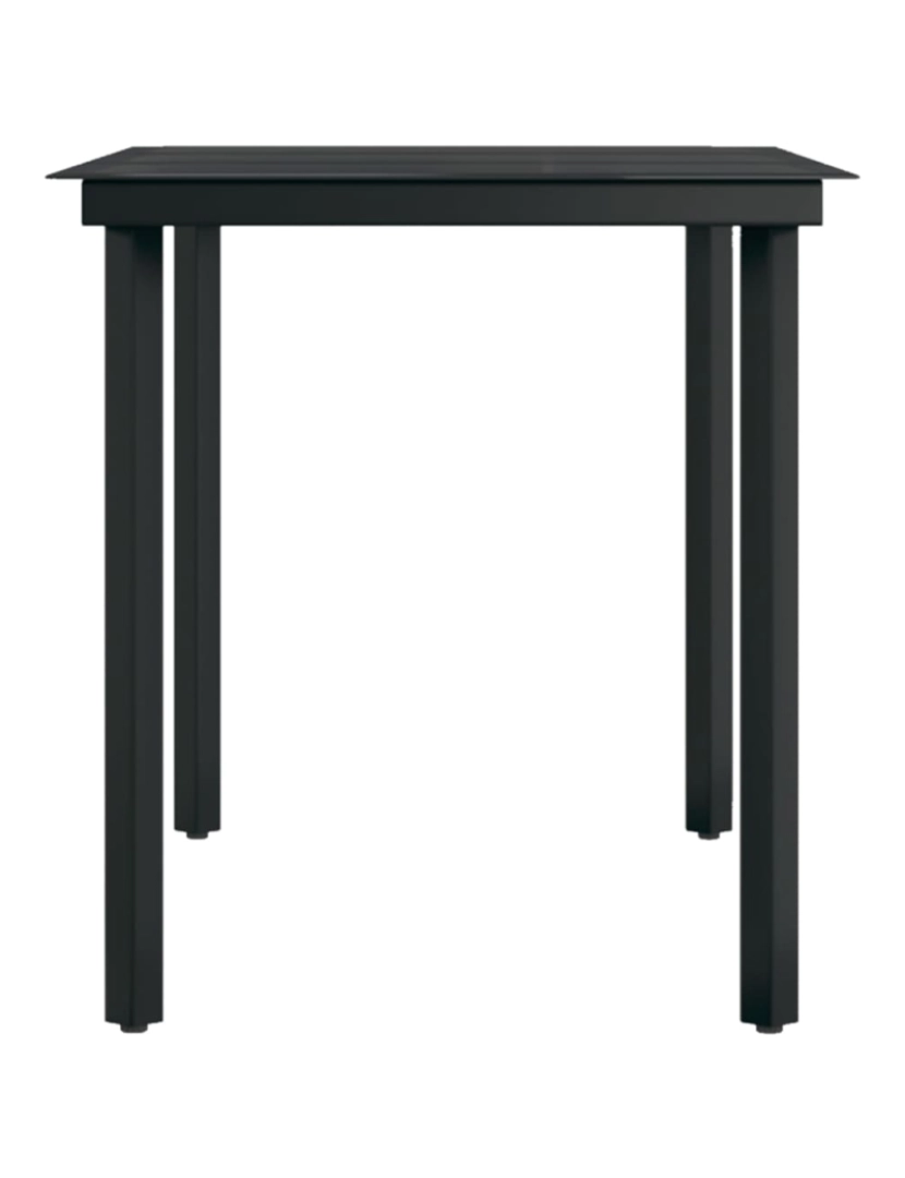 imagem de vidaXL Mesa de jantar para jardim 140x70x74 cm aço e vidro preto5