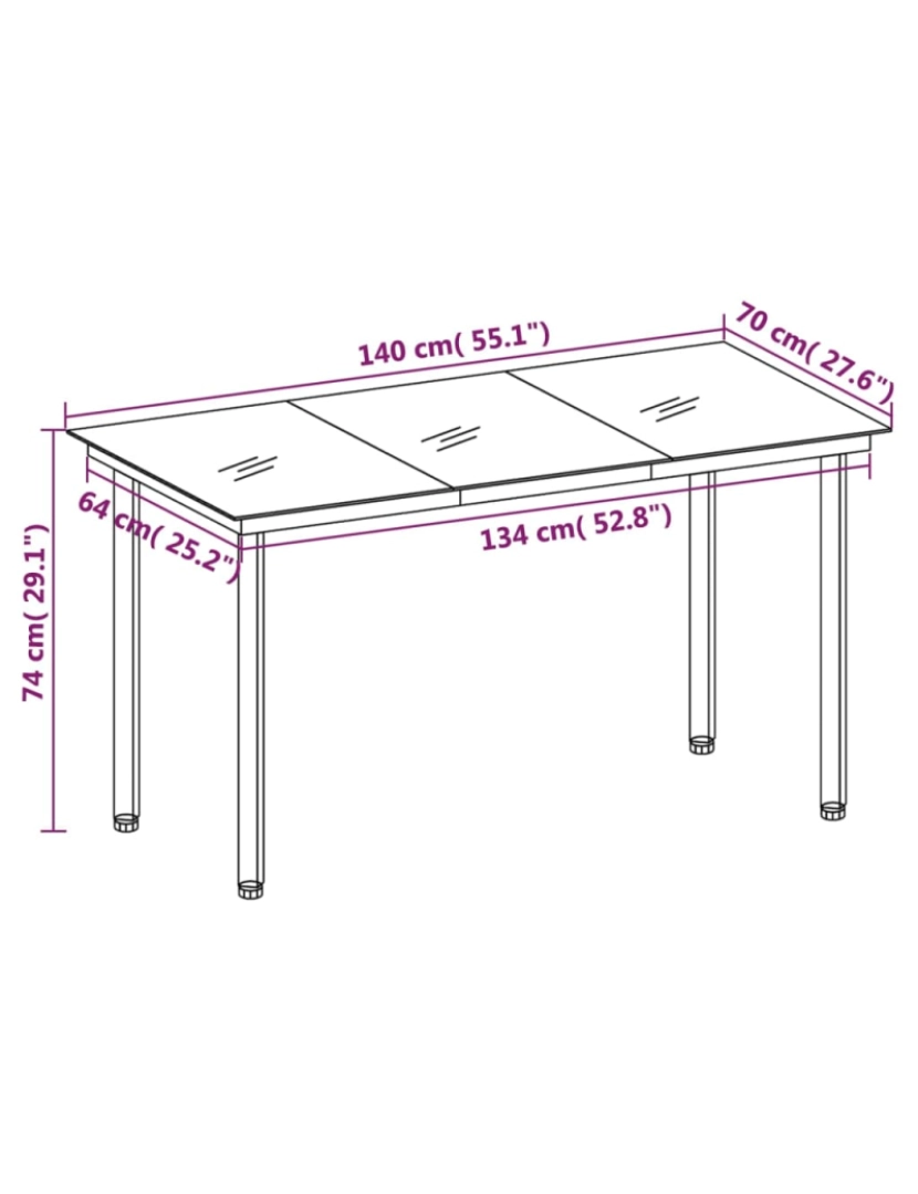 imagem de vidaXL Mesa de jantar para jardim 140x70x74 cm aço e vidro preto7