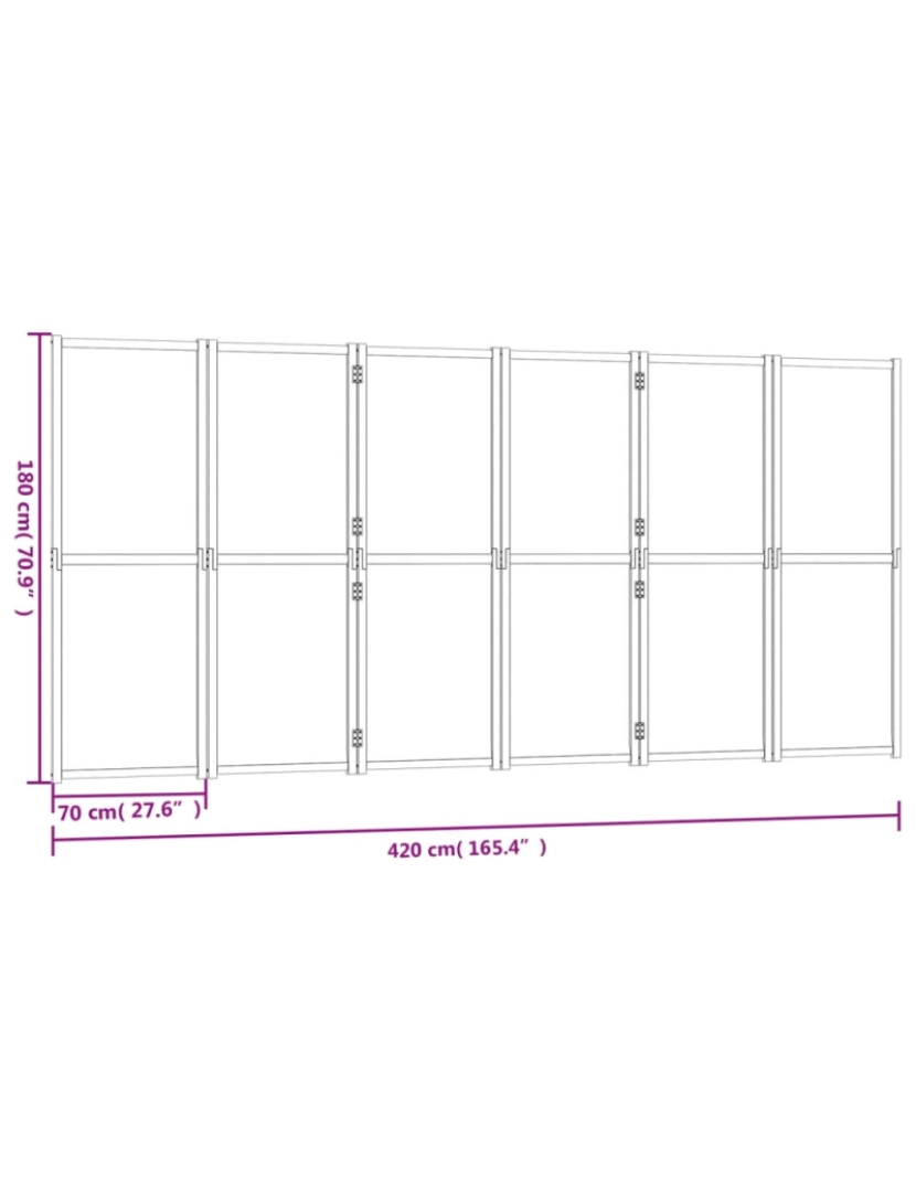 imagem de vidaXL Divisória/biombo com 6 painéis 420x180 cm preto8