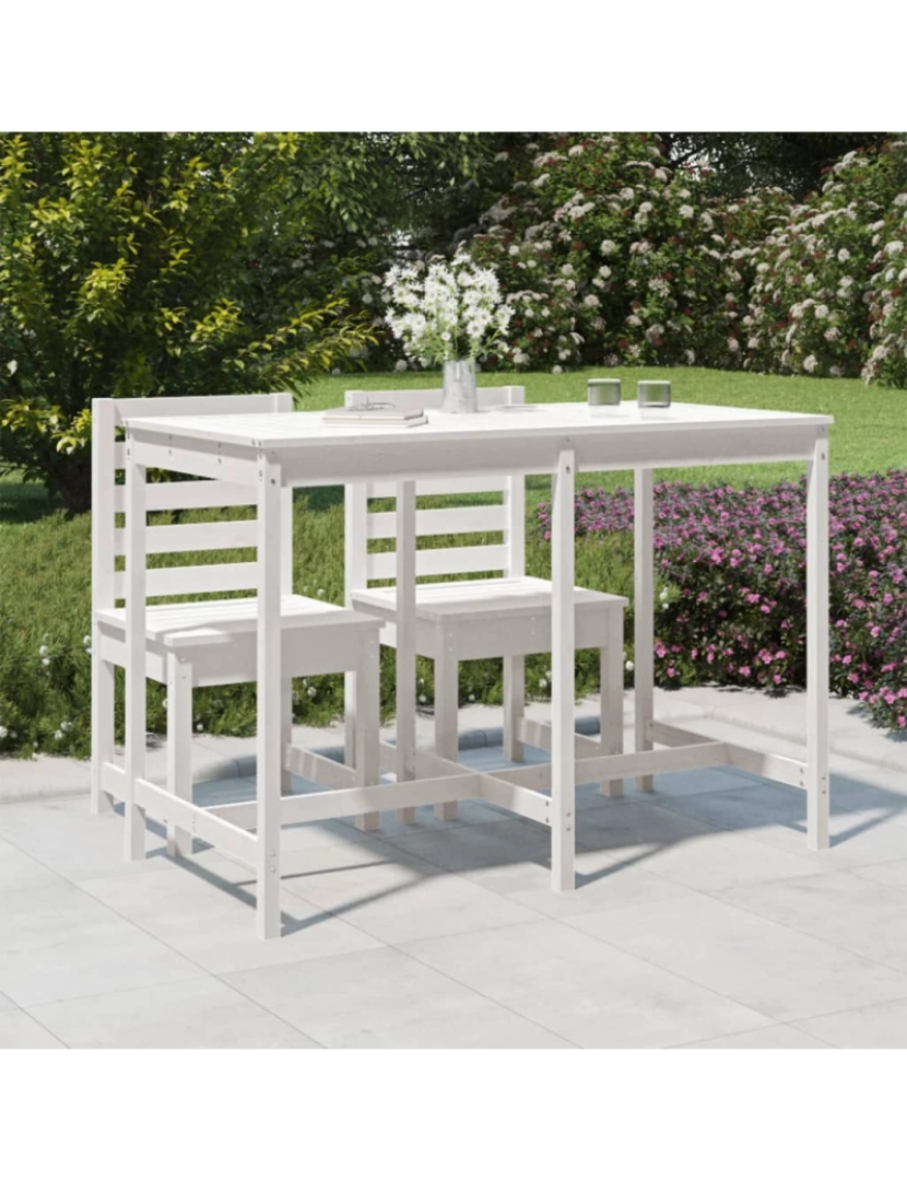 imagem de vidaXL Mesa de jardim 159,5x82,5x110 cm madeira de pinho maciça branco2