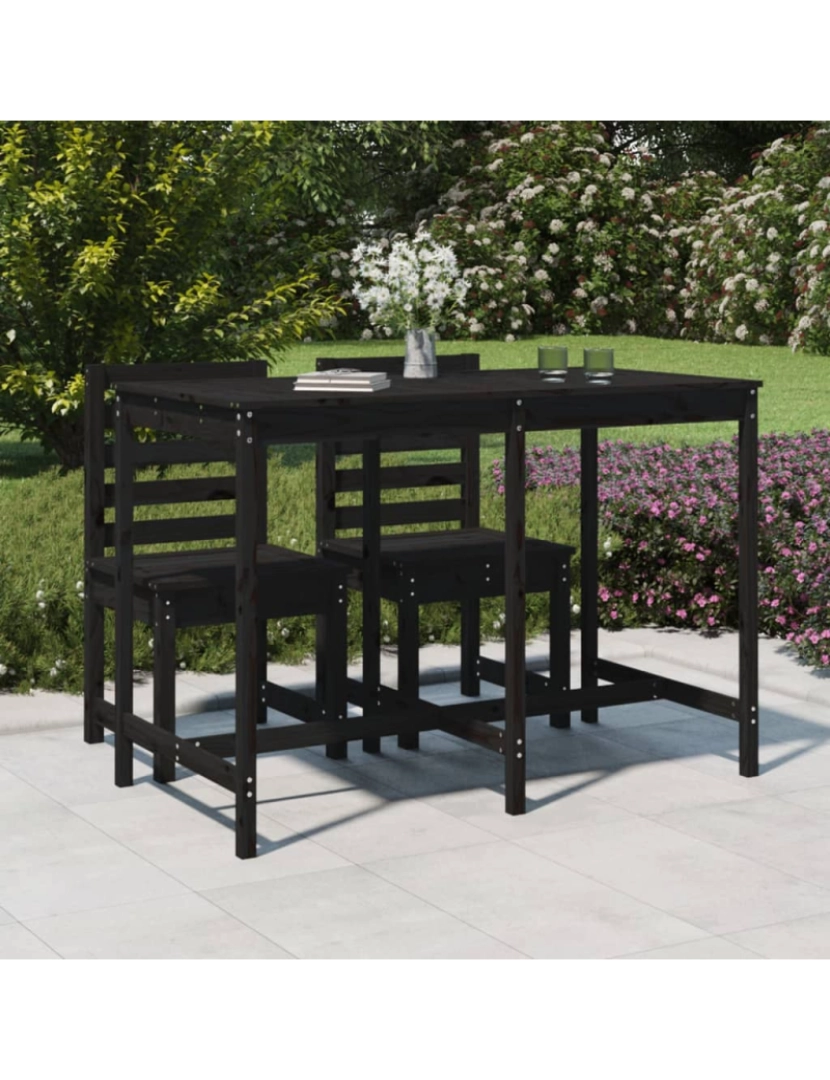 imagem de vidaXL Mesa de jardim 159,5x82,5x110 cm madeira de pinho maciça preto2