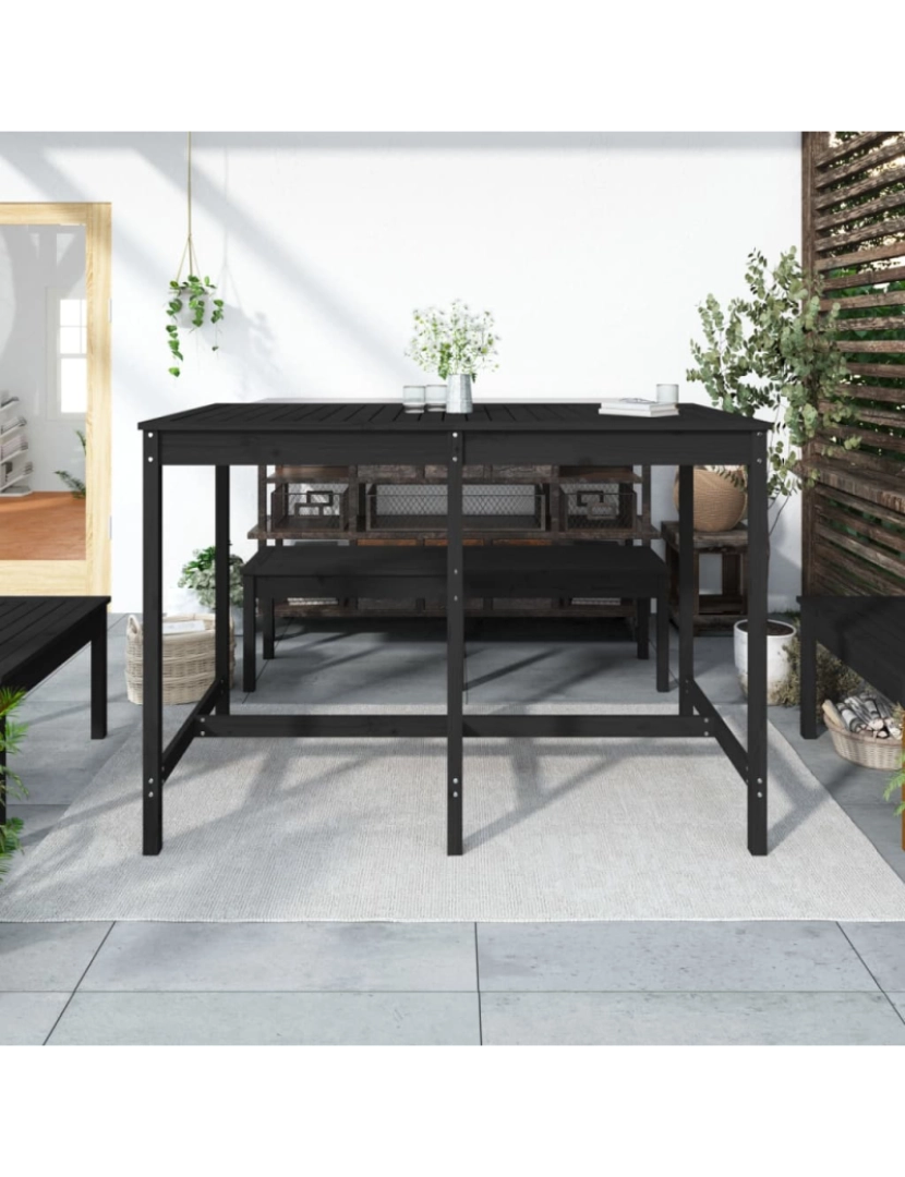 imagem de vidaXL Mesa de jardim 159,5x82,5x110 cm madeira de pinho maciça preto4