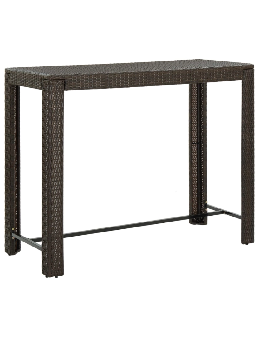 imagem de vidaXL Mesa de bar para jardim 140,5x60,5x110,5 cm vime PE castanho2