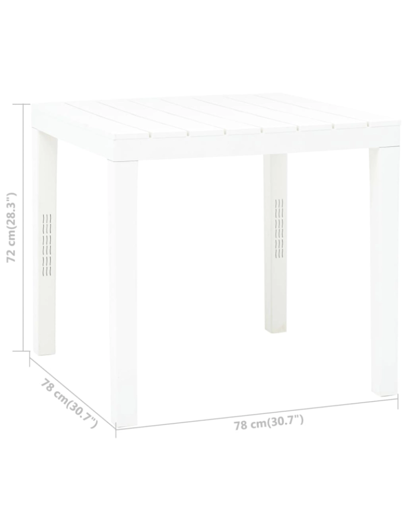 imagem de vidaXL Mesa de jardim 78x78x72 cm plástico branco6