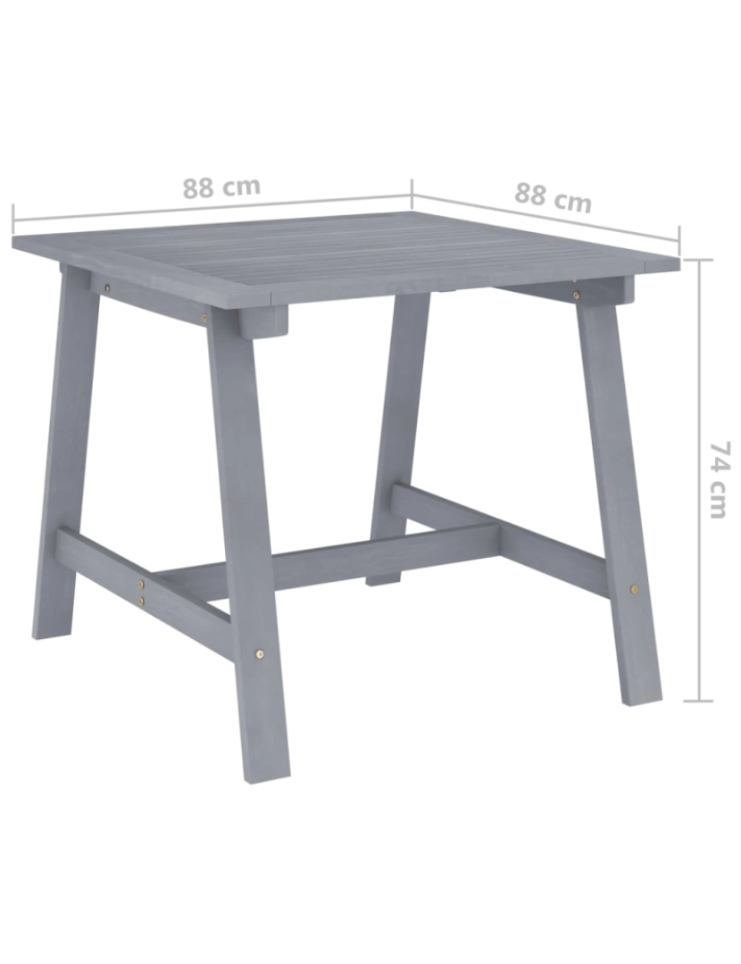 imagem de vidaXL Mesa de jantar para jardim 88x88x74 cm acácia maciça cinzento7