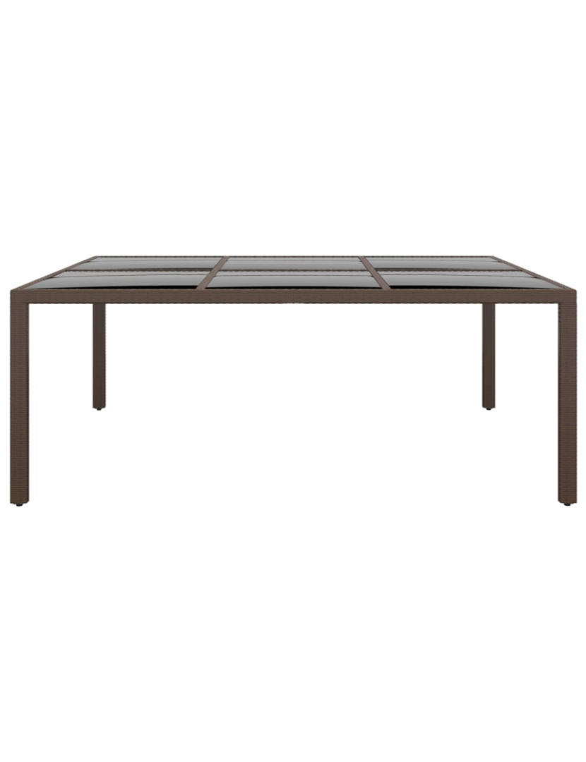 imagem de vidaXL Mesa de jardim c/ tampo de vidro 200x150x75 cm vime castanho3