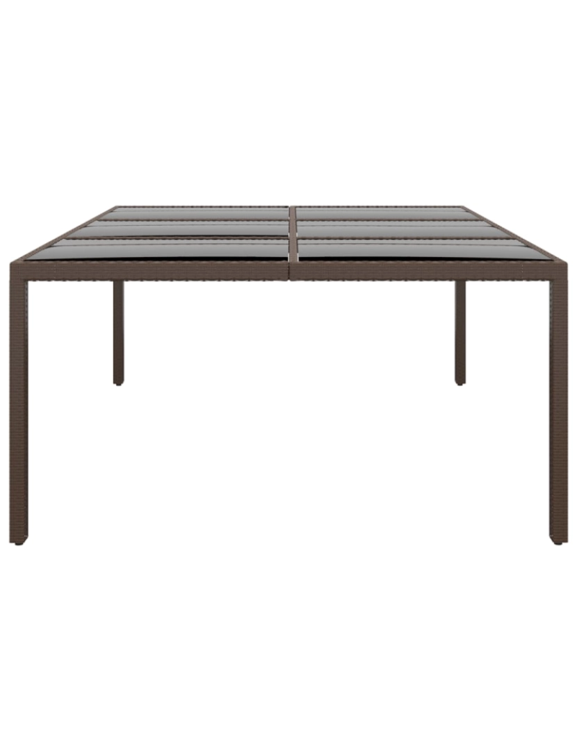 imagem de vidaXL Mesa de jardim c/ tampo de vidro 200x150x75 cm vime castanho4