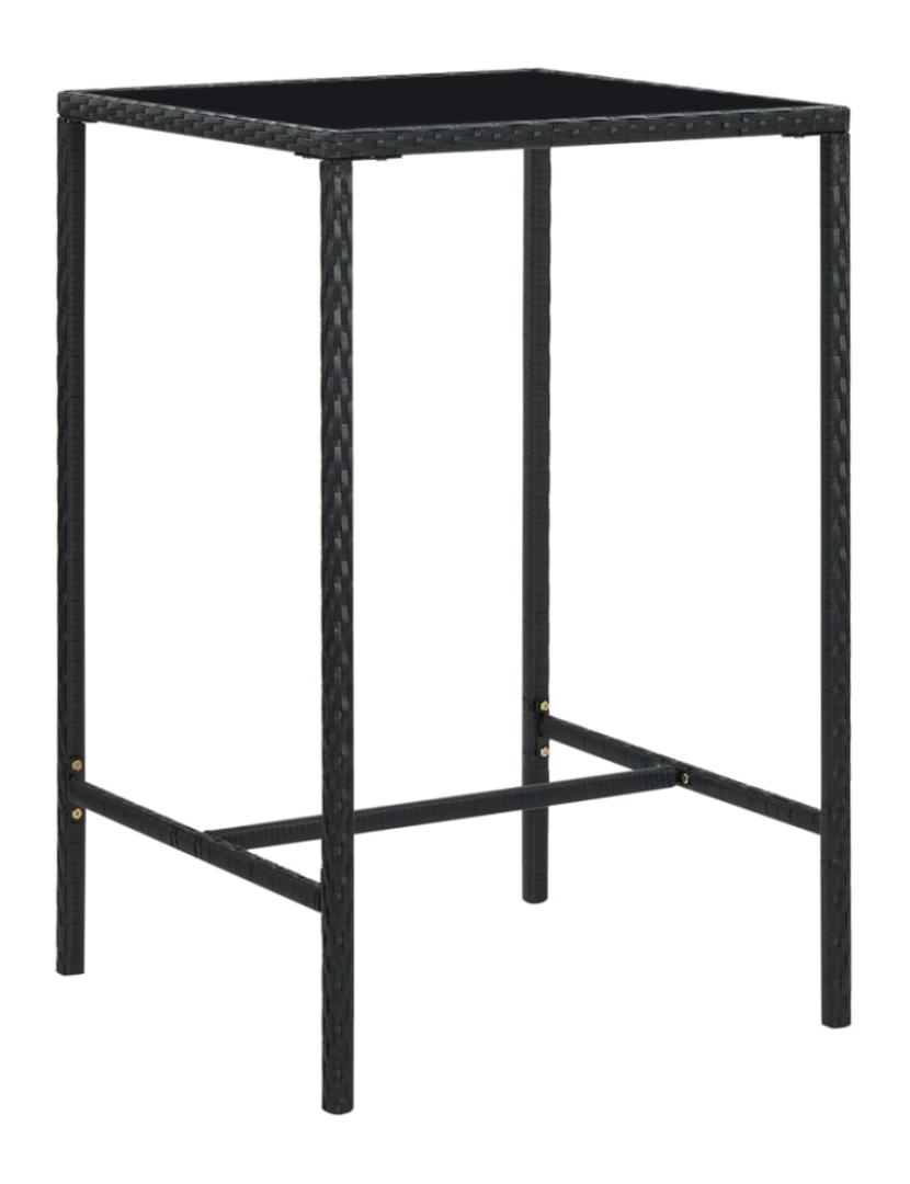 Vidaxl - vidaXL Mesa de bar para jardim 70x70x110 cm vidro e vime PE preto