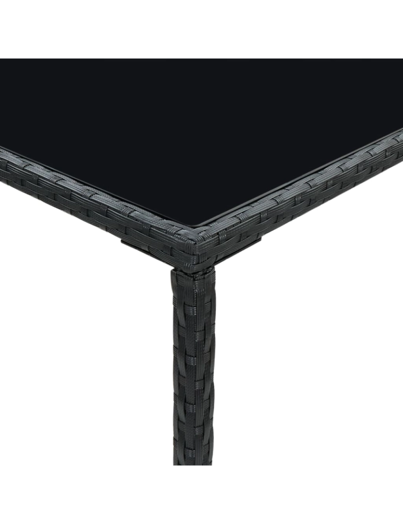 imagem de vidaXL Mesa de bar para jardim 70x70x110 cm vidro e vime PE preto6