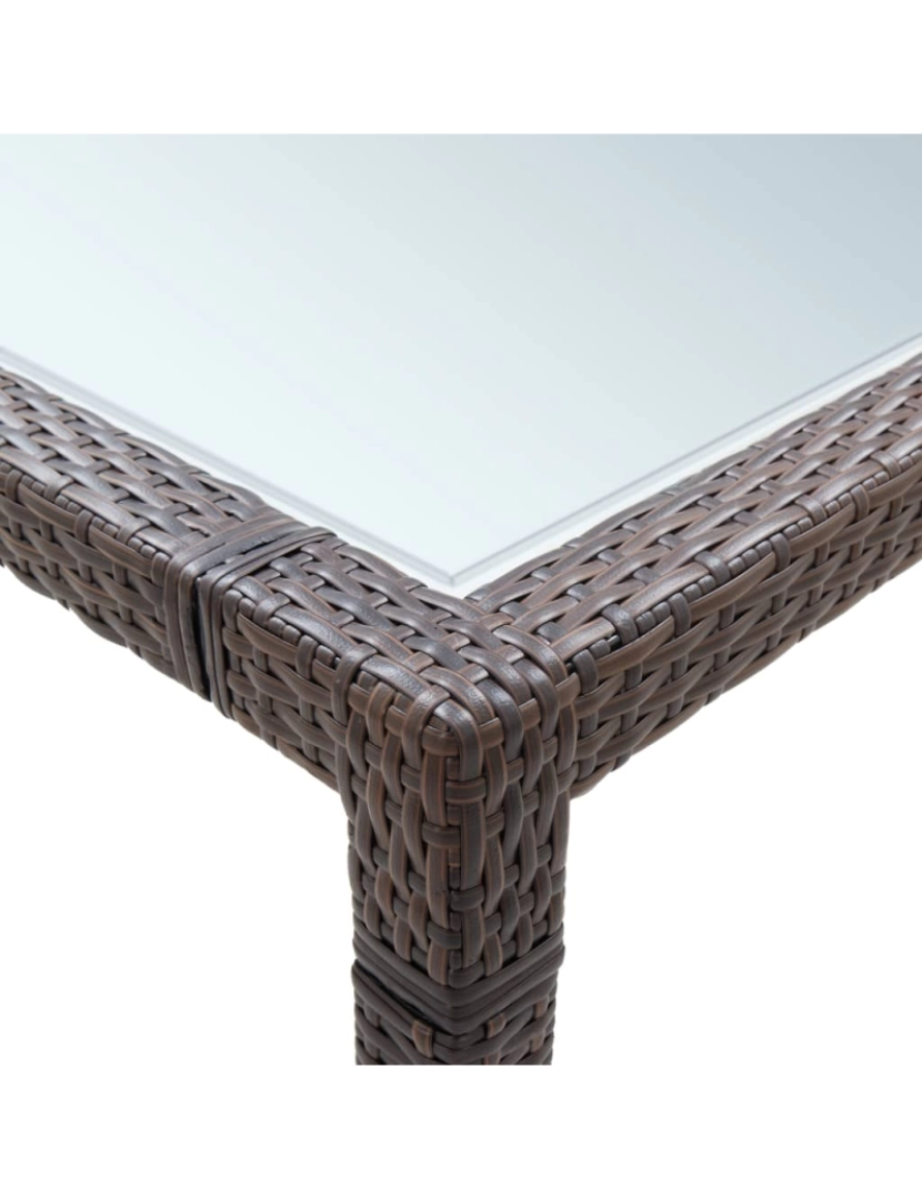 imagem de vidaXL Mesa de jantar para jardim 200x200x74 cm vime PE castanho4