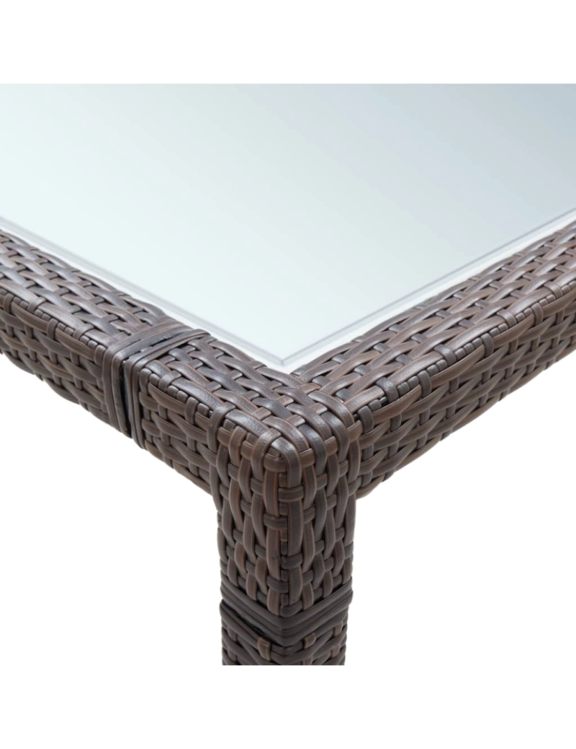 imagem de vidaXL Mesa de jantar para jardim 200x200x74 cm vime PE castanho5